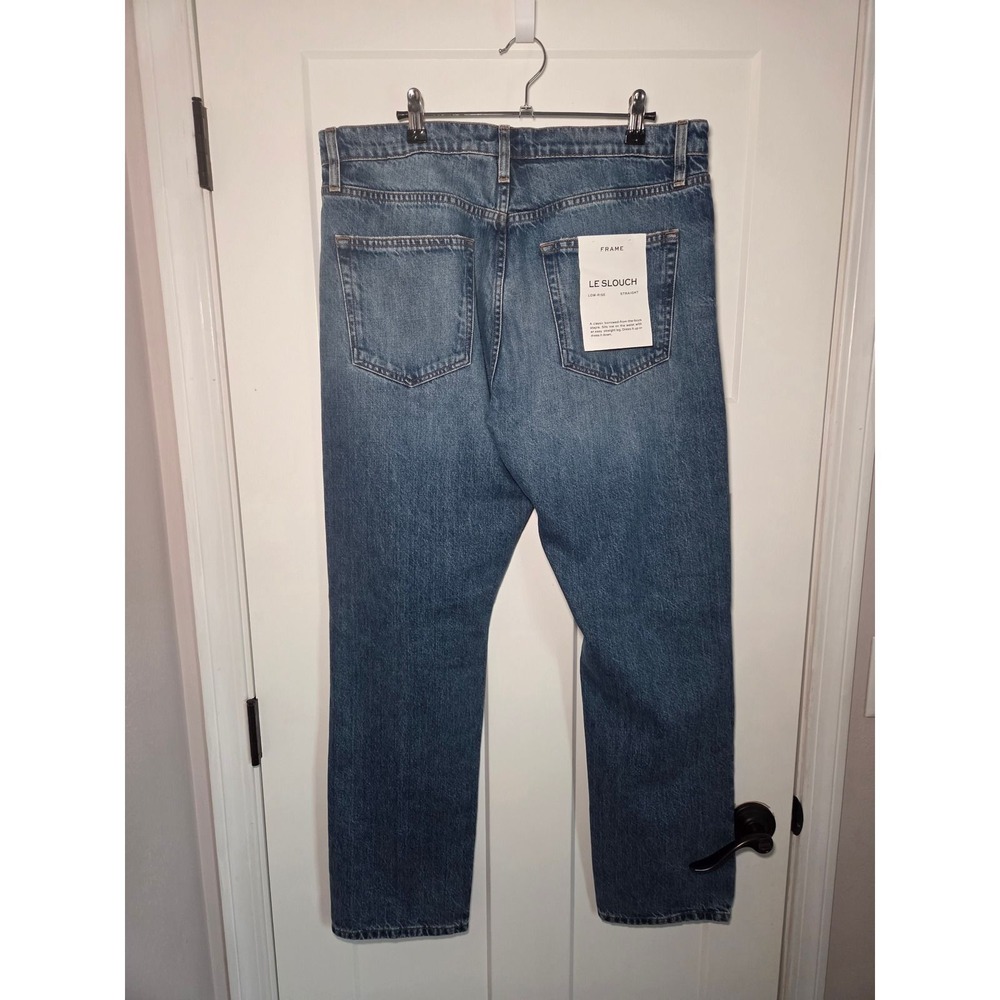 Frame Le Slouch Low Rise Straight Leg Jeans Medium Wash Denim Size 31 NEW